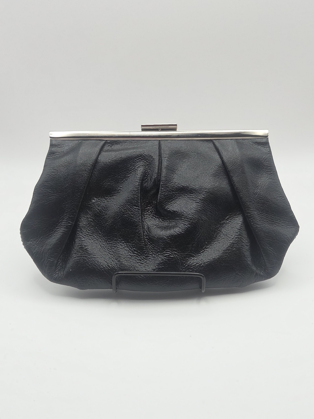 Banana Republic Black Pebbled Leather Frame Clutch Bag